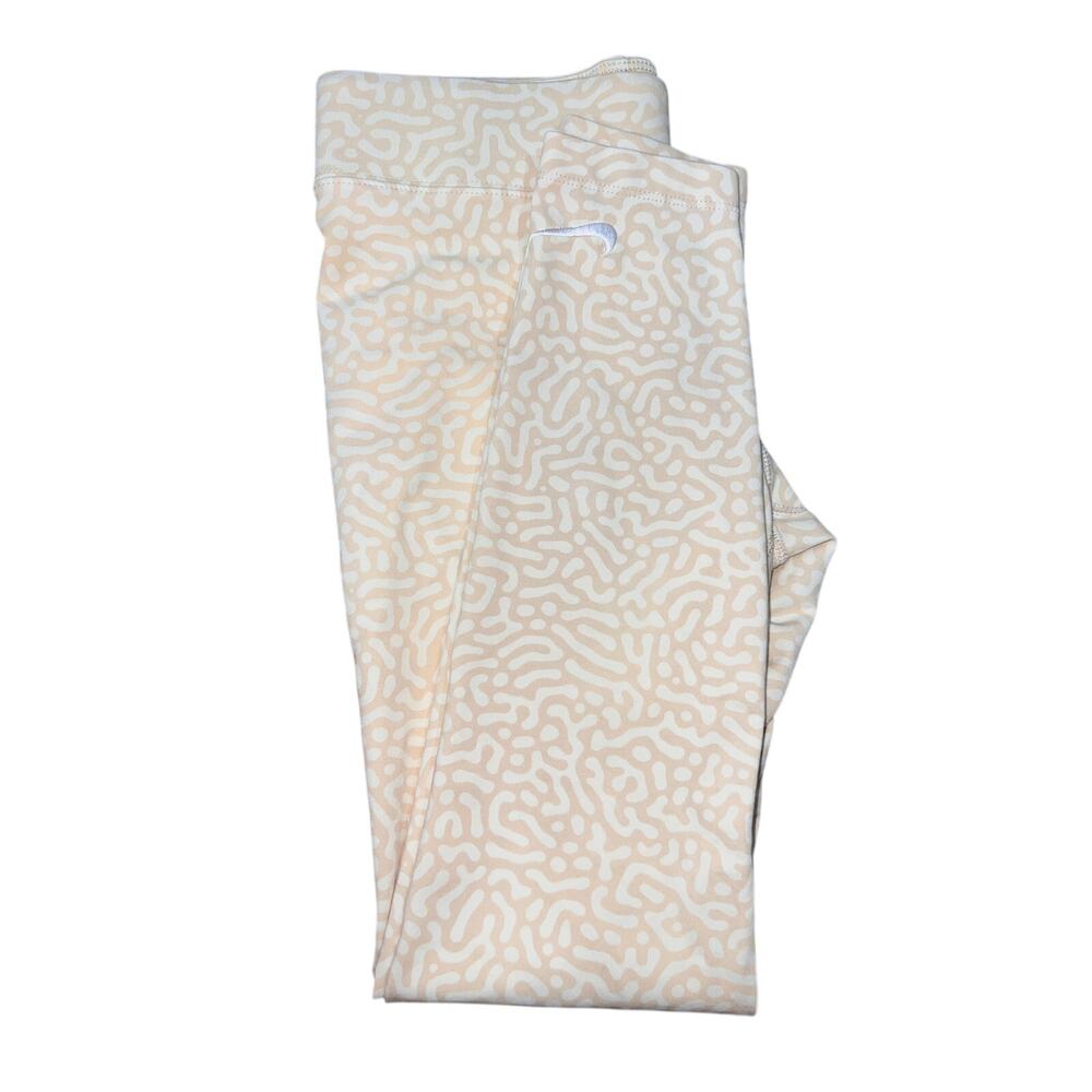 Nike Dri-FIT One Mid-Rise Leggings Beige Abstract Print Women’s Medium Neutral